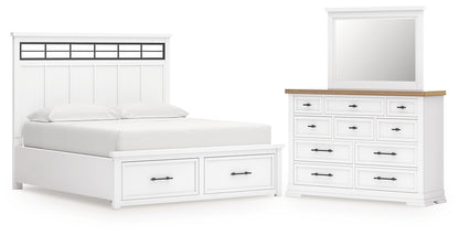 Ashbryn California King Panel Storage Bed with Mirrored Dresser
