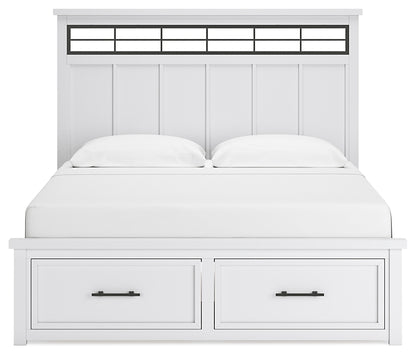 Ashbryn King Panel Storage Bed with Mirrored Dresser and Nightstand
