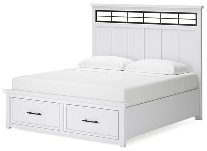 Ashbryn King Panel Storage Bed with Mirrored Dresser and Nightstand
