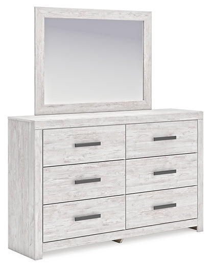 Cayboni Queen Panel Bed with Mirrored Dresser and Chest
