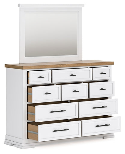 Ashbryn Queen Panel Storage Bed with Mirrored Dresser