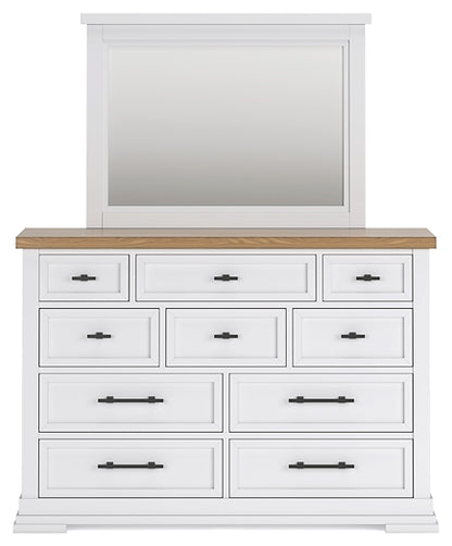 Ashbryn Queen Panel Storage Bed with Mirrored Dresser and Nightstand