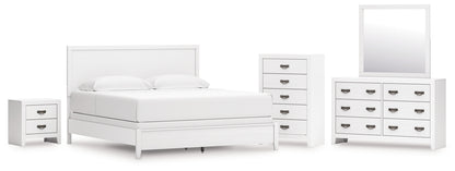Binterglen King Panel Bed with Mirrored Dresser, Chest and Nightstand