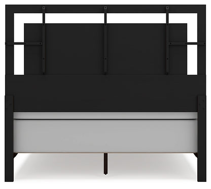 Covetown Queen Panel Bed with Mirrored Dresser, Chest and Nightstand