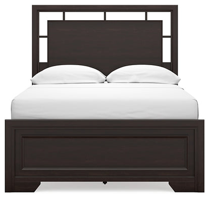 Covetown Full Panel Bed with Mirrored Dresser, Chest and Nightstand