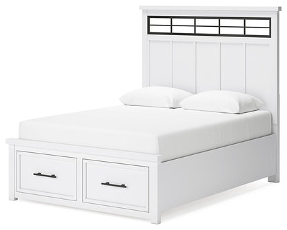Ashbryn Queen Panel Storage Bed with Mirrored Dresser, Chest and Nightstand