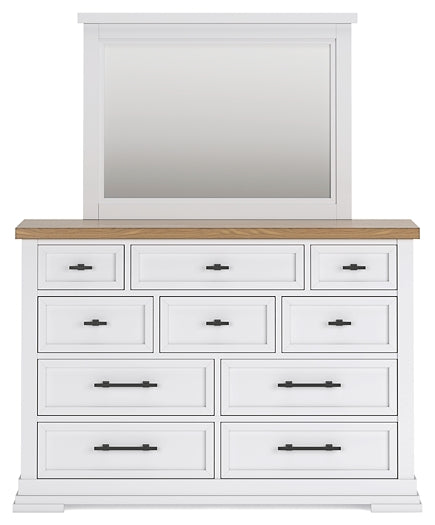 Ashbryn Queen Panel Storage Bed with Mirrored Dresser and Chest