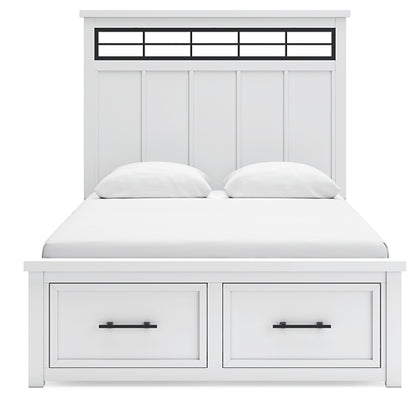 Ashbryn Queen Panel Storage Bed with Mirrored Dresser and Chest