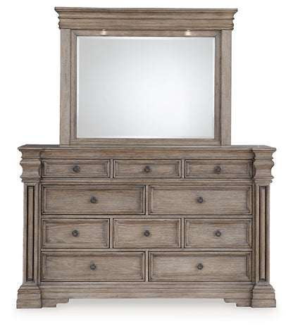Blairhurst King Panel Bed with Mirrored Dresser, Chest and Nightstand