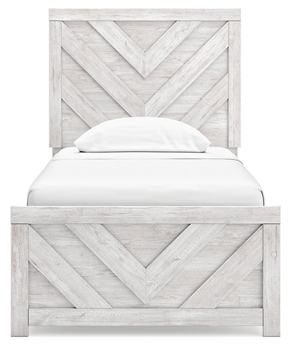 Cayboni Twin Panel Bed with Mirrored Dresser