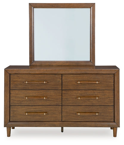 Lyncott King Upholstered Bed with Mirrored Dresser and Chest