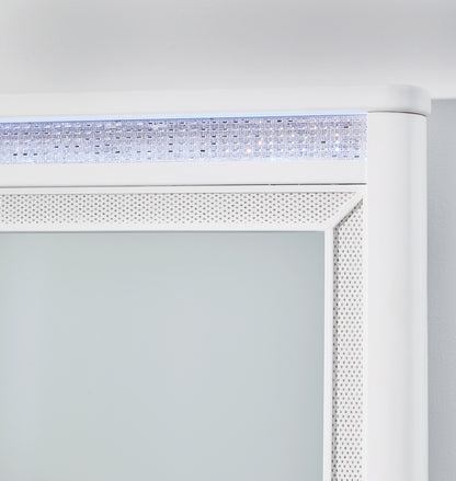 Chalanna Queen Upholstered Storage Bed with Mirrored Dresser