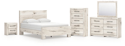 Lawroy Queen Panel Bed with Mirrored Dresser, Chest and Nightstand