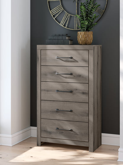 Graystorm Twin Panel Bed with Storage with Mirrored Dresser, Chest and Nightstand