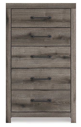Graystorm Twin Panel Bed with Storage with Mirrored Dresser and Chest