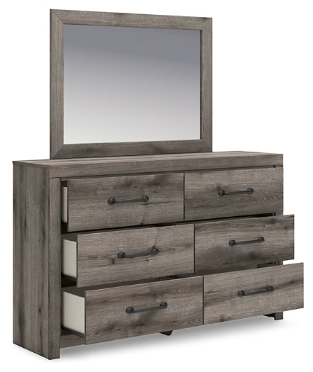 Graystorm Twin Panel Bed with Storage with Mirrored Dresser