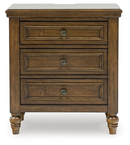 Sturlayne Queen Upholstered Panel Bed with Mirrored Dresser and Nightstand