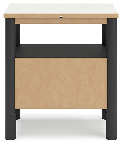 Cadmori King Upholstered Panel Bed with Mirrored Dresser, Chest and Nightstand