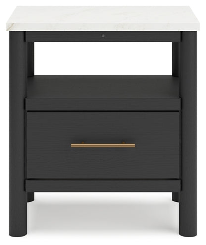 Cadmori Full Upholstered Panel Bed with Mirrored Dresser, Chest and Nightstand