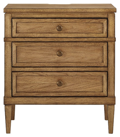 Sharlance California King Upholstered Panel Bed with Mirrored Dresser and Nightstand