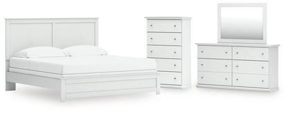 Bostwick Shoals King Panel Bed with Mirrored Dresser and Chest