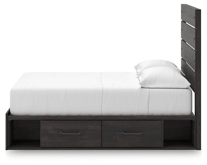 Hollivern Full Panel Bed with Storage with Mirrored Dresser and Chest