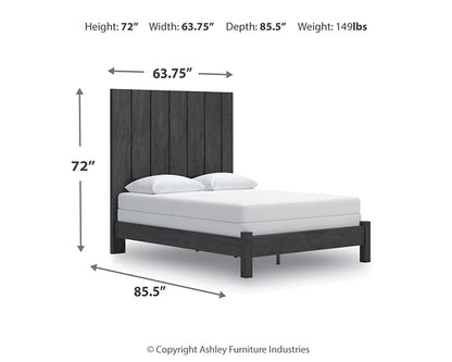 Queen Panel Bed with Mirrored Dresser