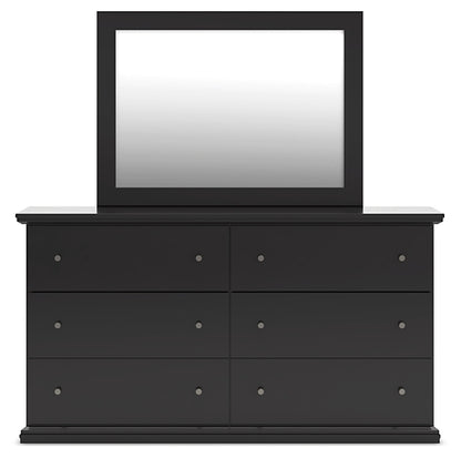 Twin Panel Bed with Mirrored Dresser