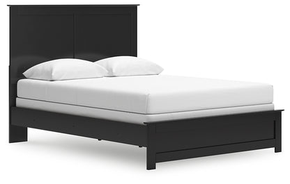 Queen Panel Bed with Mirrored Dresser and Nightstand