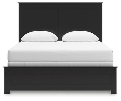 Queen Panel Bed with Mirrored Dresser, Chest and Nightstand