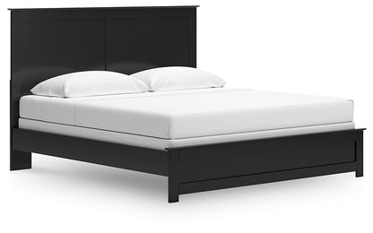 King Panel Bed with Mirrored Dresser