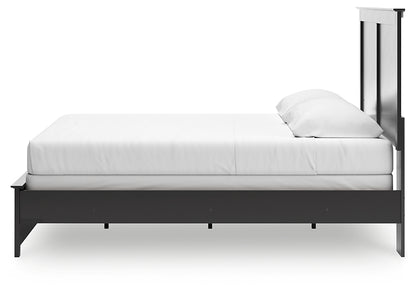 King Panel Bed with Mirrored Dresser