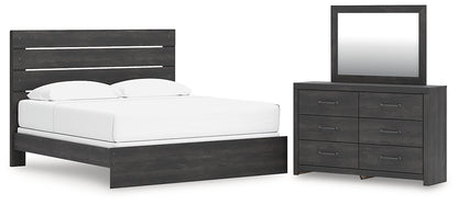 Hollivern King Panel Bed with Mirrored Dresser
