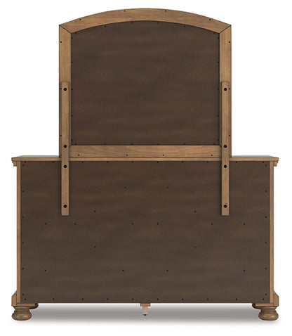 Feddinger California King Storage Sleigh Bed with Mirrored Dresser