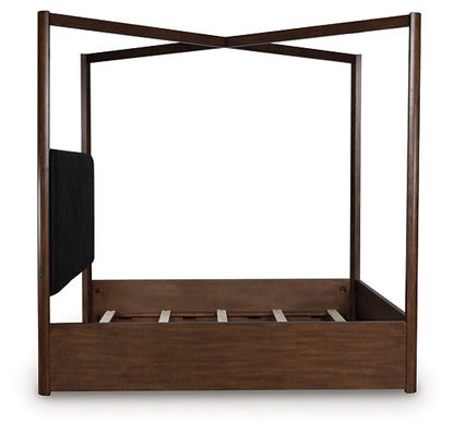 Dilenno King Canopy Bed with Mirrored Dresser