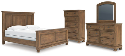 Feddinger King Panel Bed with Mirrored Dresser and Chest