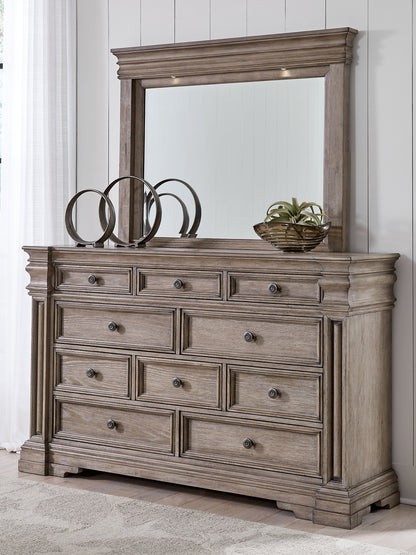 Blairhurst King Panel Bed with Mirrored Dresser and Chest