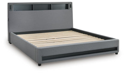 Verishaw California King Upholstered Bed with Wireless Audio