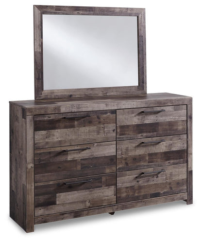 Derekson Full Panel Headboard Bed with Mirrored Dresser, Chest and Nightstand