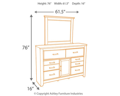 Juararo King Poster Bed with Mirrored Dresser