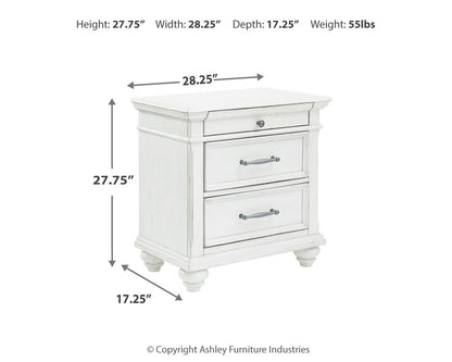 Kanwyn King Panel Bed with Mirrored Dresser, Chest and Nightstand