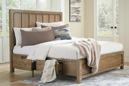 Cabalynn King Panel Bed with Storage with Mirrored Dresser