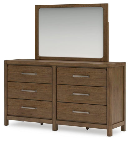 Cabalynn Queen Upholstered Bed with Mirrored Dresser and Nightstand