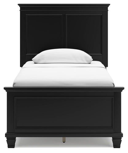 Lanolee Twin Panel Bed with Mirrored Dresser and Nightstand