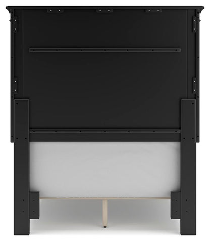 Lanolee Twin Panel Bed with Mirrored Dresser