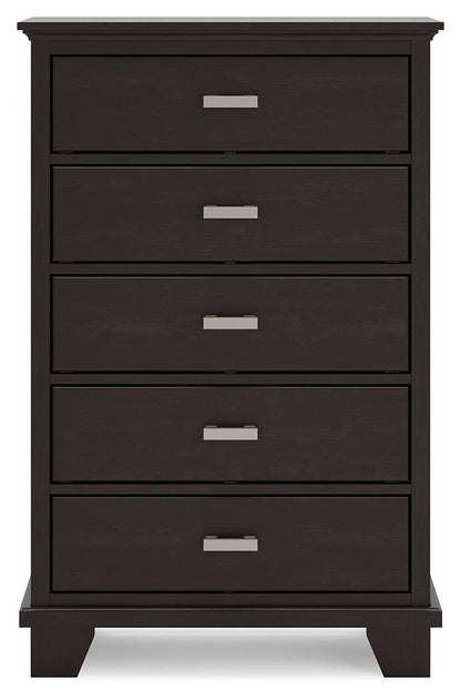 Covetown King Panel Bed, Dresser, Mirror, Chest and Nightstand