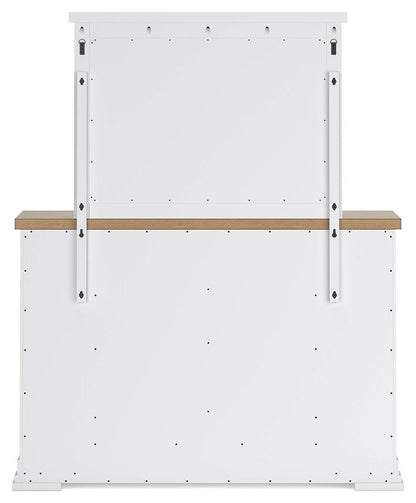 Ashbryn California King Panel Storage Bed, Dresser and Mirror