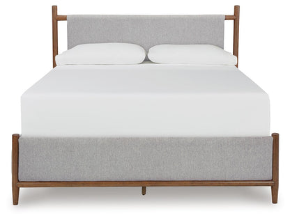 Lyncott King Upholstered Bed with Mirrored Dresser and Nightstand