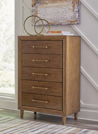 Lyncott King Upholstered Bed, Dresser, Mirror, Chest and Nightstand