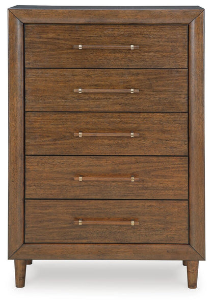 Lyncott California King Upholstered Bed, Dresser, Mirror, Chest and Nightstand